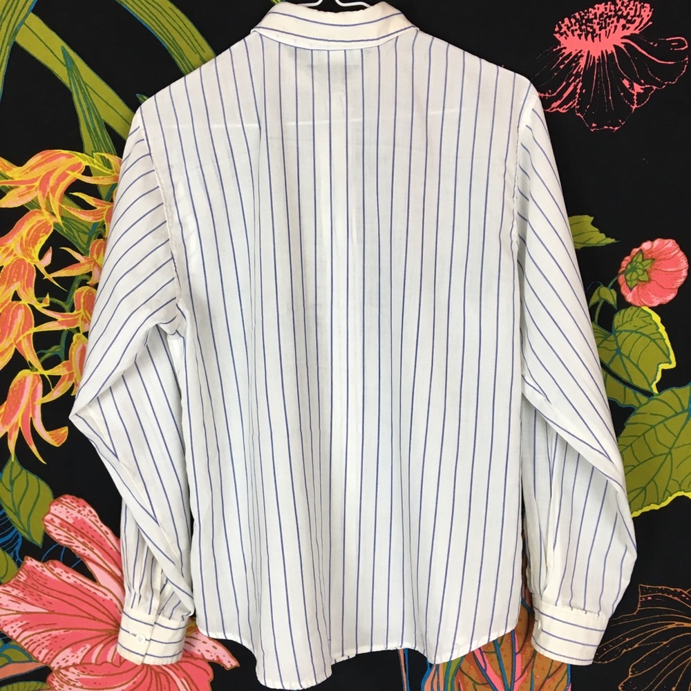VINTAGE / Pin Stripe Peter Pan Collar Blouse - Picture 5 of 5